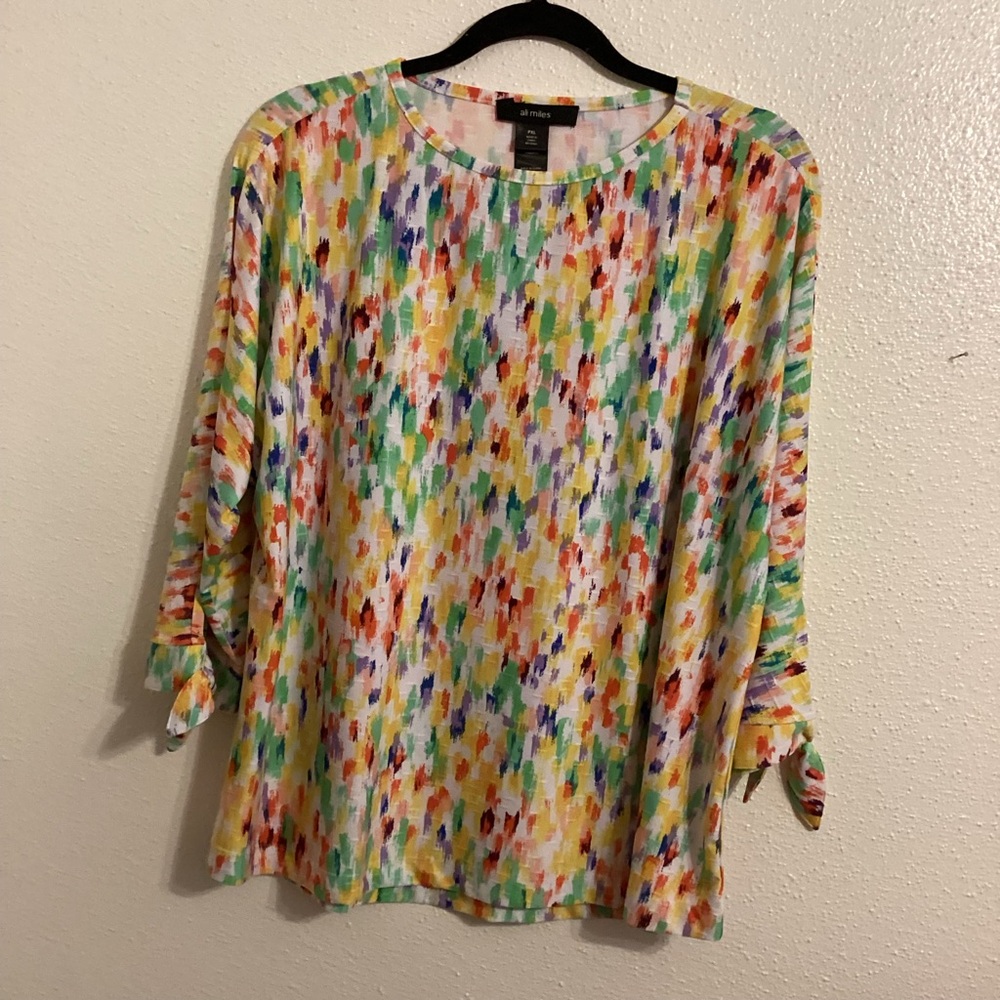 NWT Ali Miles Colorful Abstract Print Women's Top